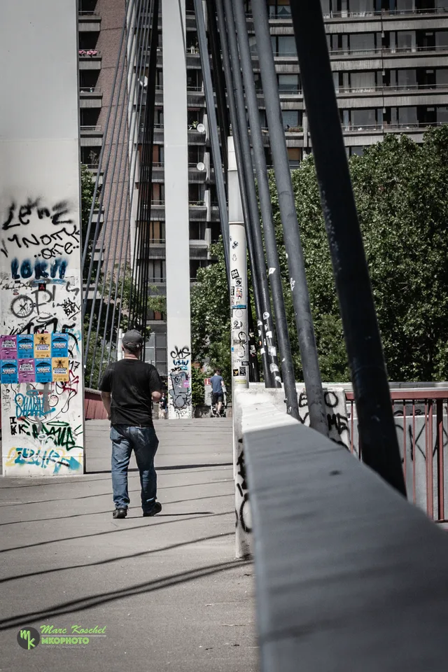 Man on a bridge